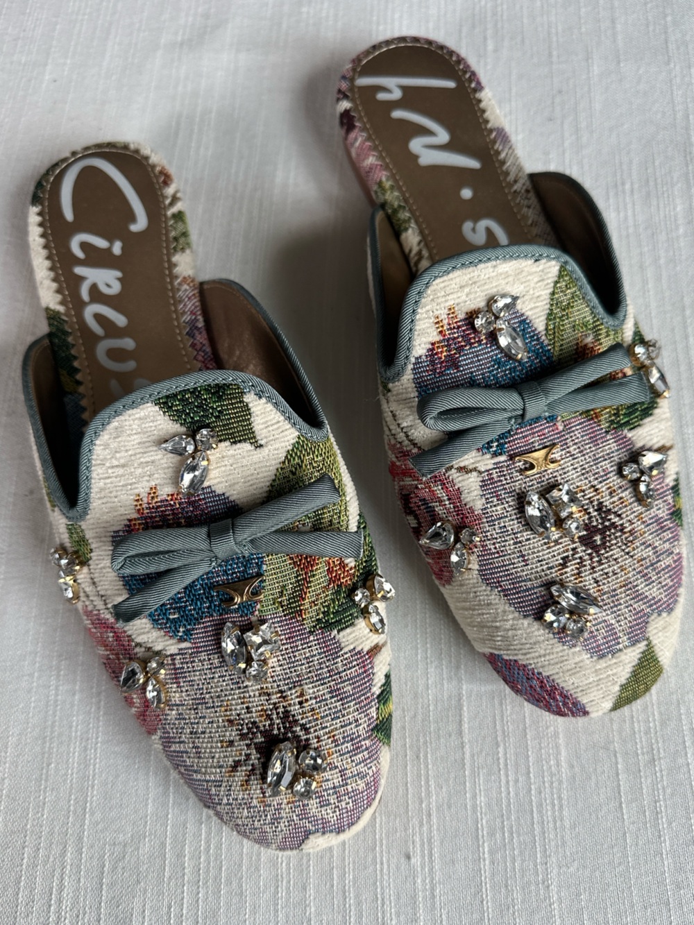 Circus NY by Sam Edelman Trish Floral Jewel Embellished Mules | 8  NWOB